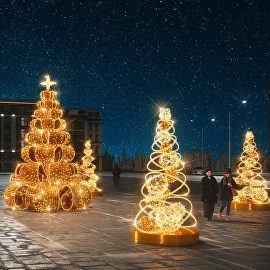 Светодиодные ели и фонтаны